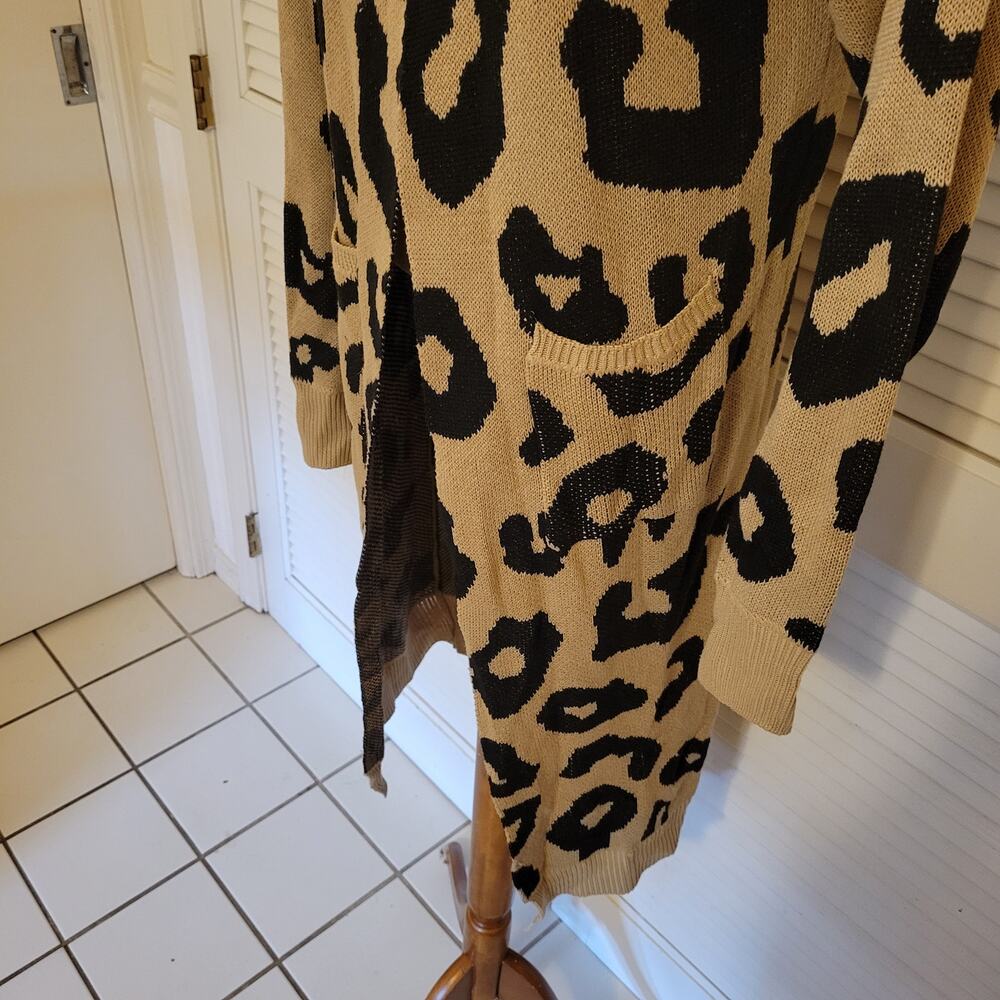 Leopard Print Open Front Longline Cardigan Goodni… - image 3